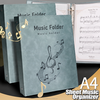 Porte-partitions en cuir A4 avec clip, classeur à levier pour partitions de guitare et piano, avec pochettes transparentes
