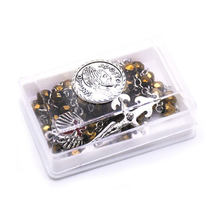 קופסא 6 מ "מ זהב קריסטל צלב צלב ורוד בהיר שרשרת santiago - Product Image 1