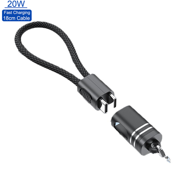 Factory Custom 20W PD Date Cable Type C Fast Charging Keychain Portable Lanyard Nylon Cable for Power Bank Mobile Phone