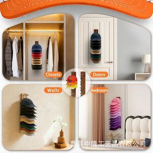 Présentoir mural vertical en bois pour casquettes, support de rangement transfrontalier pour chapeaux, support de suspension pour casquettes de baseball en jean - Product Image 2