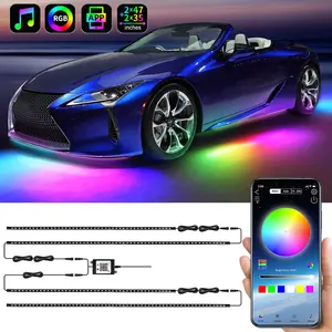 OEM su geçirmez 12v renkli araba şasi atmosfer ışığı app kontrol rgb led şerit