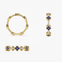 Bagues Trèfle Éternité Empilables en Argent 925 avec Zircons Cubiques Placage 14K, Bijoux Délicats et Joaillerie Fine pour Femmes, Bagues de Marque Célèbre