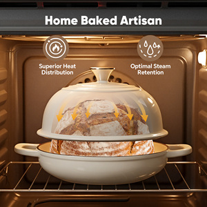 Horno de hierro fundido de 4.5QT con tapa de cúpula, sartén esmaltada antiadherente para masa madre, ideal para hornear en casa, pizza y guisos, apto para horno. - Product Image 5