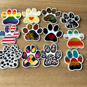 Parches Bordados Personalizados Sewill, Pequeños, Termoadhesivos, con Diseño de Paisaje, Leopardo y Huella de Perro, para Sombreros y Ropa - Product Image 1