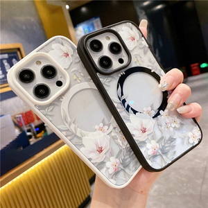 Custodia di ricarica Wireless floreale floreale trasparente per <span class=keywords><strong>iPhone</strong></span> <span class=keywords><strong>11</strong></span> 12 13 14 15 Pro Max <span class=keywords><strong>Cover</strong></span> per paraurti Hard PC - Product Image 3