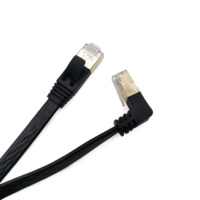 Conector de puente de red blindado RJ45 CAT6A Cable plano de cobre de 90 grados en ángulo recto hacia arriba/abajo/izquierda/derecha Super Categoría 6