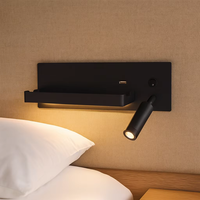 Lampe murale de chevet LED avec chargeur sans fil, port USB-A, interrupteur à bouton et lampe de lecture réglable