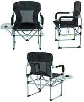 Chaise pliante de camping avec siège rembourré personnalisé, table latérale et poche latérale