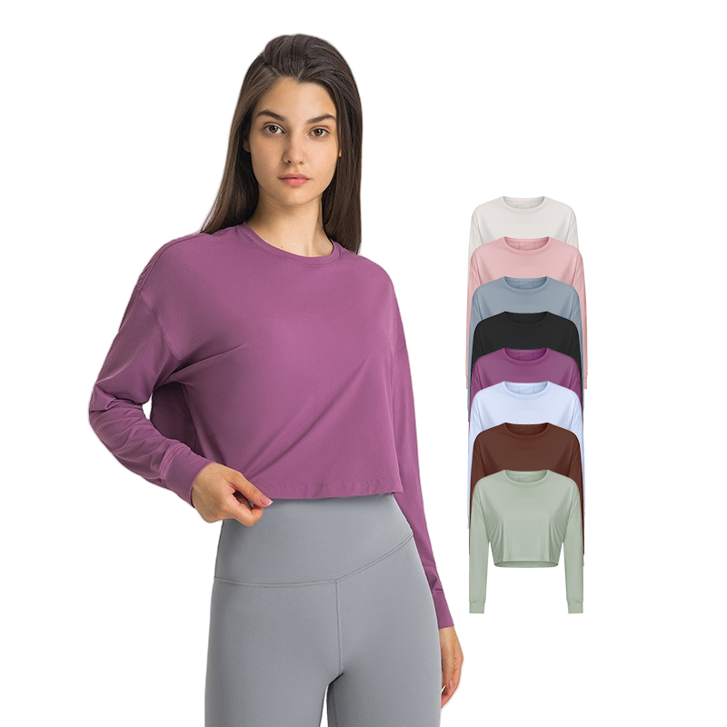 Wholesale Custom O-neck Lightweight Breathable Outdoor Casual Loose Comfortable Simple Women's Yoga Top Tee Shirts