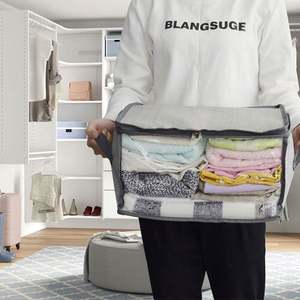 High Quality <b>PVC</b> Plastic Foldable <b>Clothes</b> Storage Containers Non-Woven Fabric Reinforced H-Type Handles Organizer for Wardrobe - Product Image 3