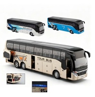 MILI Bus miniature en métal moulé sous pression 1:30, véhicule jouet en alliage avec roues mobiles, son et lumière, portes ouvrables, modèle de bus à rétrofriction