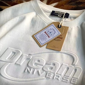 High Quality 100% Cotton 3D Embossed Tee <strong>Shirt</strong> Oversized Plain O Neck Mens <strong>T</strong>-<strong>shirts</strong> Custom Emboss Puff Logo Print Tshirt For Men - Product Image 5