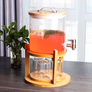 Bambu kapak ve taban musluk cam kahve ve şarap fıçısı için çay takımları soğuk içecek suyu kova - Product Image 3
