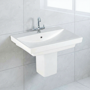 Vistaar Hospital & Villa Use Half Pedestal Ceramic Wash Basin With Modern Design Water Resistant - Product Image 5