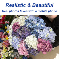 Hortensia Artificial de Tallo Único de 60 cm, Color Blanco y Azul, de Seda, para Arreglos Florales, Bodas, Eventos y Decoración del Hogar, Venta al Por Mayor