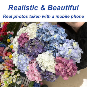 Realistico singolo grande seta bianca <span class=keywords><strong>viola</strong></span> ortensia fiori artificiali con steli lunghi decorazioni per la casa di lusso per interni esterni - Product Image 2