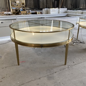 <span class=keywords><strong>Vitrina</strong></span> <span class=keywords><strong>de</strong></span> lujo para joyería, <span class=keywords><strong>vitrina</strong></span> <span class=keywords><strong>de</strong></span> mostrador <span class=keywords><strong>de</strong></span> cristal para joyería dorada, <span class=keywords><strong>vitrina</strong></span> redonda <span class=keywords><strong>de</strong></span> acero inoxidable para productos - Product Image 3