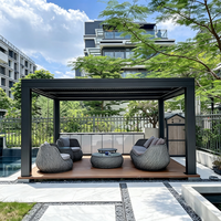 Pérgola de Aluminio de Grado Comercial con Techo de Láminas Motorizadas, Resistente al Agua y al Viento, Personalizable, Bioclimática, para Jardín Exterior