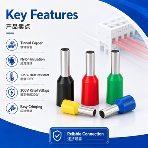 ขั้วต่อสายไฟแบบท่อหุ้มฉนวน รุ่น E Series <span class=keywords><strong>VE</strong></span> 600V ทองแดง/ทองเหลือง ชุบดีบุก หุ้ม PVC/ไนลอน สำหรับเชื่อมต่อสายเคเบิล - Product Image 3