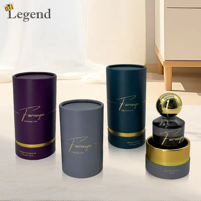 Nouveau emballage de bouteille d'huile essentielle de parfum de taille de logo personnalisé boîtes de cylindre de tube de luxe boîte ronde vide boîte de cylindre de parfum