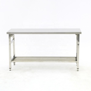 Mesa de Trabajo Plegable de Doble Capa de Acero Inoxidable con Tabla de Drenaje Inferior y Estante de Almacenamiento, Portátil para Picnics - Product Image 3