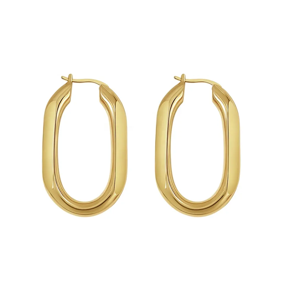 nagosa hot sale gold vermeil jewelry 925 sterling silver big oval chunky solid huggie hoop earrings