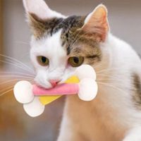 Jouet pour chat en feutre de laine bleu écologique et durable, avec coton et herbe à chat intégrée, bâton interactif à mâcher pour chaton, vente en gros d'usine