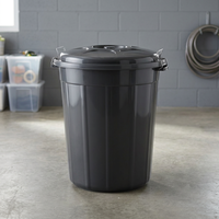 CATEEM MRD093 70L Noir Conteneur de stockage alimentaire rond classique en plastique écologique verrouillable, préservation de la fraîcheur, design multifonctionnel