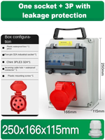 Caja de Distribución Industrial de Alta Resistencia 32A, 3P RCD, Clasificación IP67, Resistente a la Intemperie, 5 Pines CEE, Triple Salida, Personalizable Contacto