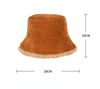 Chapeau de pêche en velours côtelé double face en laine d'agneau pour femmes pour la chaleur et la protection des oreilles, un chapeau pour deux