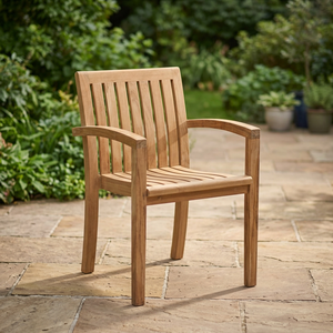 Chaise de jardin en teck avec accoudoirs, mobilier d'extérieur moderne, structure en bois massif durable, pieds coniques - Product Image 2