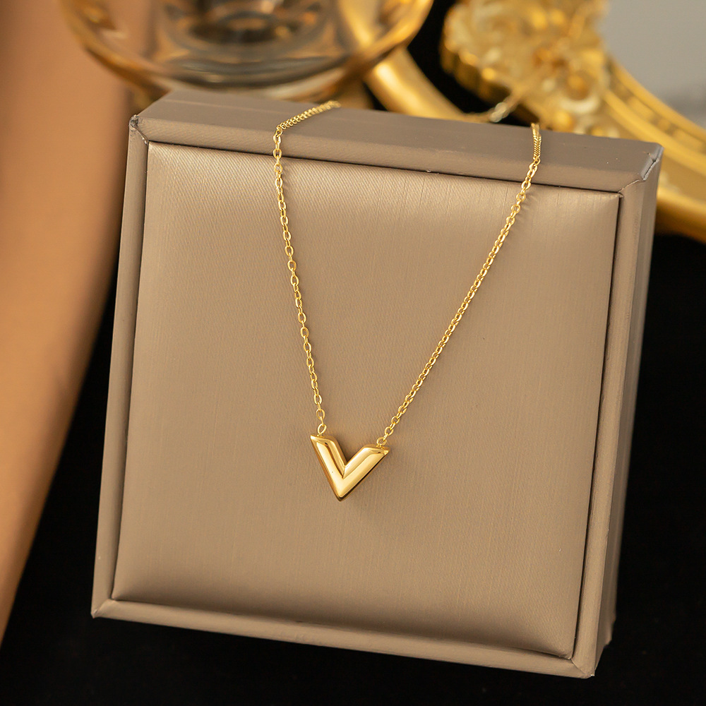 Letter V Stainless Steel Necklace