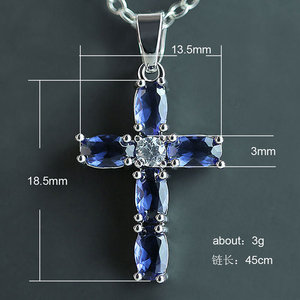 Collana con ciondolo ovale blu per donna, gioielli semplici e alla moda, regalo per l'uso quotidiano - Product Image 4