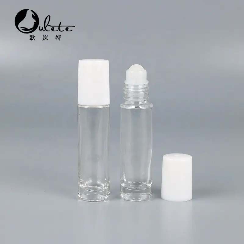 Bouteilles à Roller en verre épais transparent givré coloré, tube à huile pour les lèvres de 6ml, 8ml, 10ml, 15ml, 1 pièce