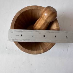 Herramientas de cocina Juego de mortero y Maja de madera Triturador de ajo manual Molinillo de hierbas de especias de bambú <span class=keywords><strong>natural</strong></span> Trituradora de <span class=keywords><strong>pastillas</strong></span> - Product Image 2