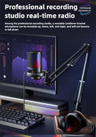 Nouveau microphone pour ordinateurs de jeu Cardioïde RGB USB avec kit de support de bras de bureau pour l'option d'enregistrement de podcasts