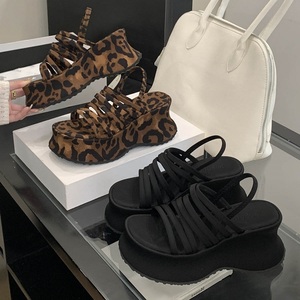 2025 Summer Fashion Leopard Print Women's Open Toe High <b>Heel</b> Sandals Thick Bottom Waterproof <b>Platform</b> Wedge <b>Heels</b> Plastic - Product Image 5