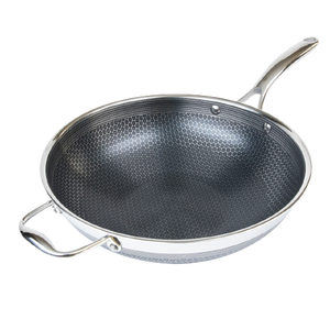 Venta caliente antiadherente <span class=keywords><strong>30</strong></span> <span class=keywords><strong>cm</strong></span> Hybrid Pan & Wok con tapa de vidrio templado Panal de <span class=keywords><strong>acero</strong></span> <span class=keywords><strong>inoxidable</strong></span> Wok Sartenes y <span class=keywords><strong>sartén</strong></span> - Product Image 3