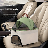 Poussette pliable double couche réglable pour animaux de compagnie 2-en-1, transporteur de voyage détachable pour chats et chiens, cadre métallique, utilisation extérieure portable