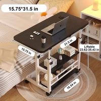 Table de chevet pliable et réglable en hauteur pour hôpital et famille, bureau mobile pour ordinateur portable avec rangement MDF+Métal 60-90CM