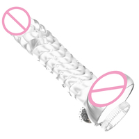 Manchon de pénis réutilisable en TPE, extensible et élastique, pour l'agrandissement du pénis, avec vibrations puissantes, jouet sexuel masculin