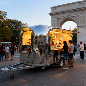Carrito de Comida Móvil Único de Estilo Vintage para la Venta de Comida Callejera en Houston, con Hot Dogs, Pizza, Hamburguesas, Barbacoa de Carbón y Cocina <span class=keywords><strong>Completa</strong></span> - Product Image 3