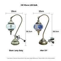 Aladdin Style DIY Turkish Mosaic Swan Neck Lamp Making Kit Colorful Glass Table Nightstand Light with Antique Bronze Base