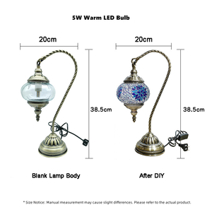 Kit de fabricación de lámparas de cuello de cisne de mosaico turco DIY de estilo Aladino, mesa de cristal colorida, luz de mesita de noche con Base de bronce antiguo - Product Image 6