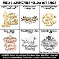 Broche personnalisée en forme de lettre découpée et ajourée, plaquée or |   Souvenir de récompense pour événement de concours OEM