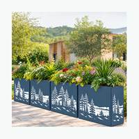 Grand bac à plantes en métal pour extérieur, bac à plantes en acier pour extérieur avec éclairage LED