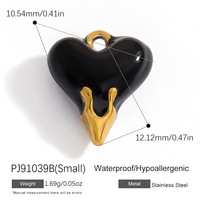 SUMMLY Vente en gros pendentif en acier inoxydable plaqué or 18 carats avec cœur et fleur incrusté de zircons DIY Junk Case Charm Fashion Jewelry