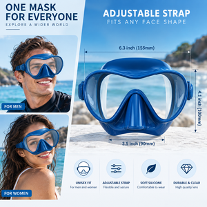 Máscara de Snorkel de Vidrio Templado de Silicona sin Marco, Diseño de Bajo Volumen para Adultos y Niños, Antivaho, Protección UV, Impermeable, Ecológica - Product Image 3