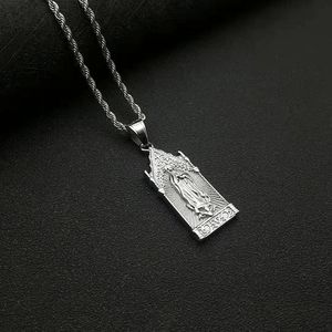 Titanium Steel Maria Pendant Necklace Stainless Steel <b>Cross</b> Design Unisex Gift Jewelry - Product Image 4