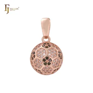 F86201467 FJ Fallon Fashion Jewelry Cluster Football Alternative Black And White CZs Pendant Plated In Rose Gold Brass Based